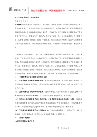 -XXXX巴西消费类电子市场分析