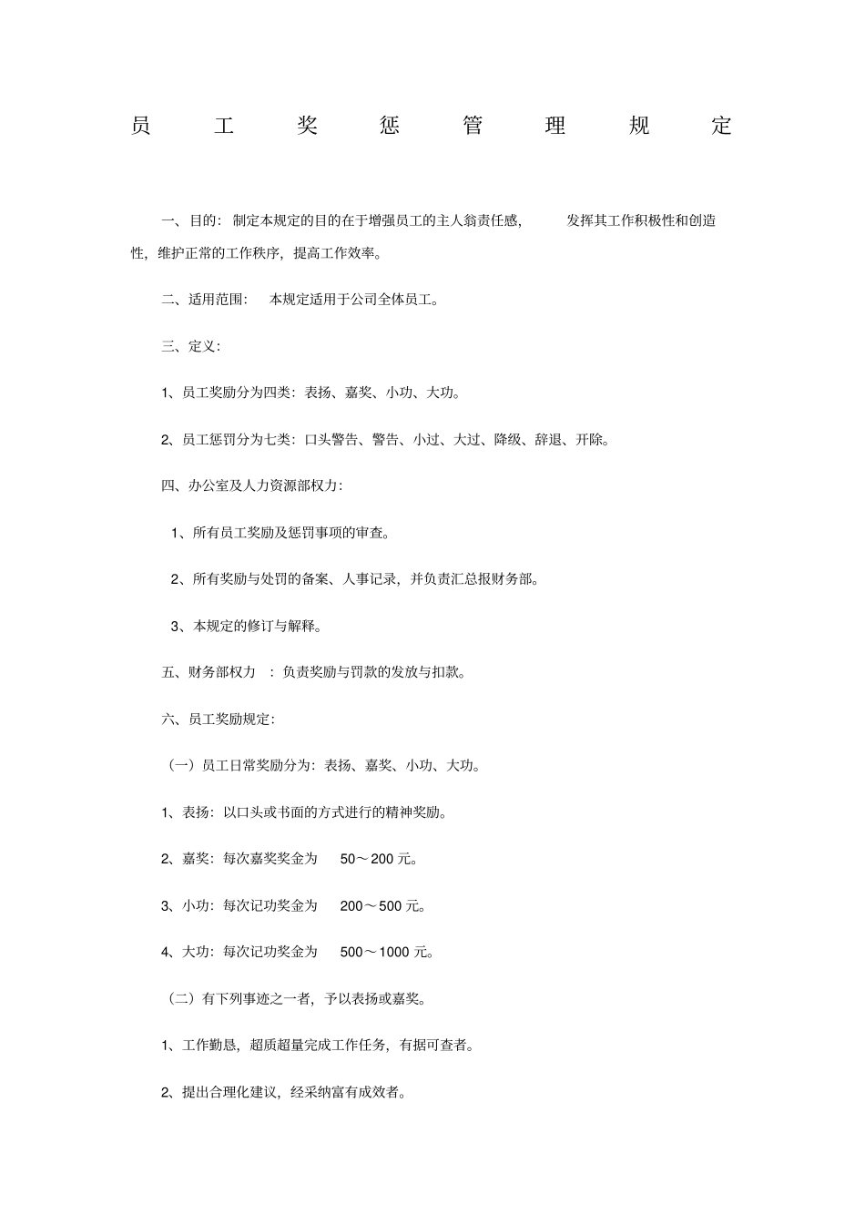 员工奖惩管理规定_第1页