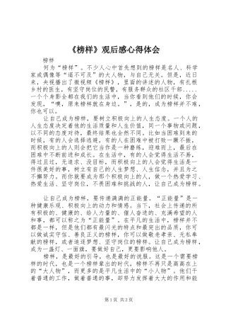 《榜样》观后感心得体会