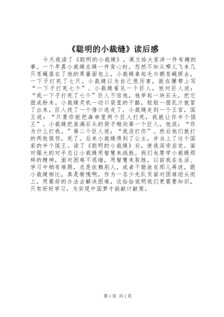 《聪明的小裁缝》读后感