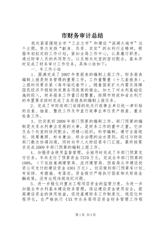 市财务审计总结