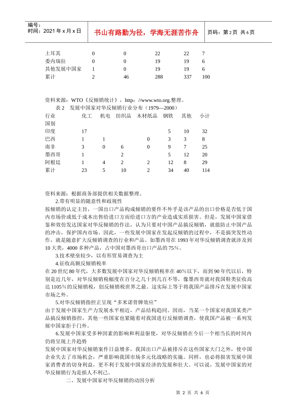 发展中国家对华反倾销动因及应对之策1_第2页