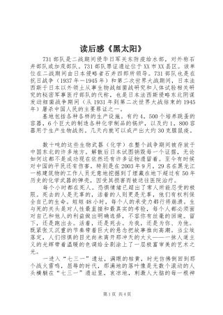 读后感《黑太阳》