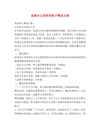 县委办公室领导班子整改方案 