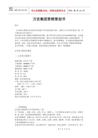 万宏集团营销策划书
