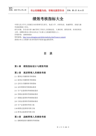 XXXX年hr30个行业绩效考核指标库大全(283