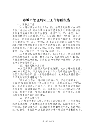 市城市管理局环卫工作总结报告