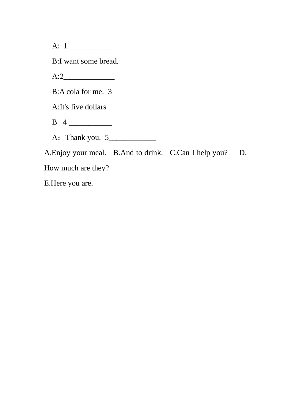 外研社小学英语六年级下册M1U1I want a hot dog ,please练习题 _第3页