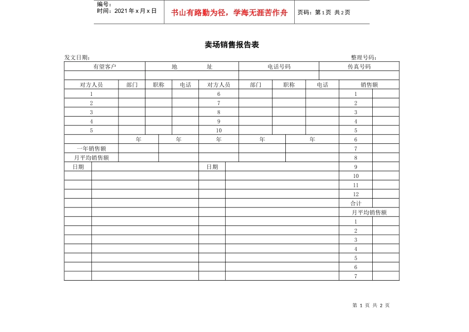 商超、卖场销售报告表_第1页