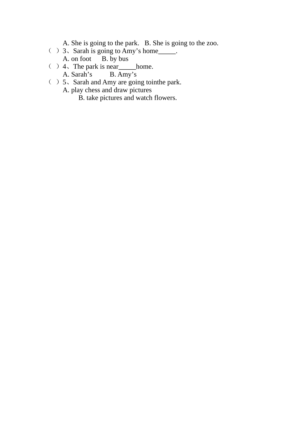 小学毕业班英语阅读理解练习题5份3 _第2页
