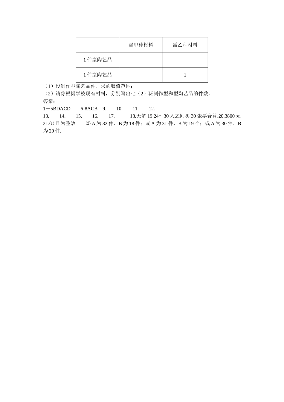 数学七年级下人教新课标第9章不等式与不等式组单元测试2 _第2页