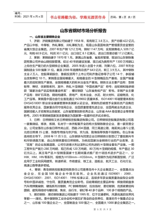 山东省钢材市场分析报告