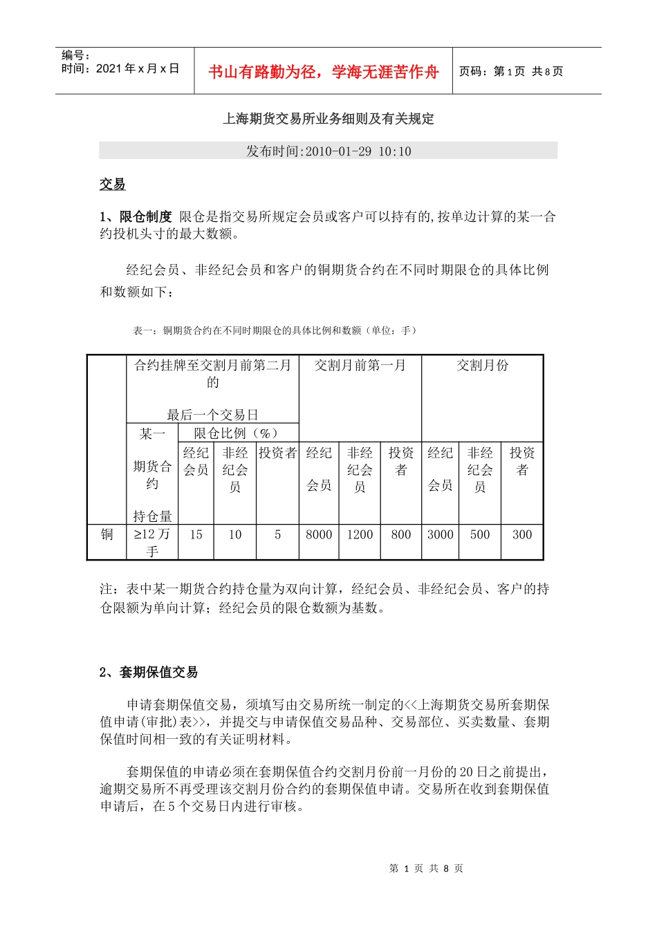 上海期货交易所业务细则及有关规定_第1页