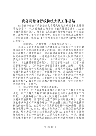 商务局综合行政执法大队工作总结