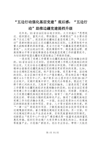 “五边行动强化基层党建”观后感：“五边行动”助推边疆党建提档升级