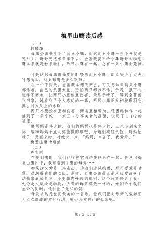 梅里山鹰读后感