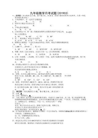 新课结束九年级数3月月考试卷 