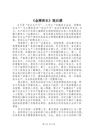 《金牌班长》观后感