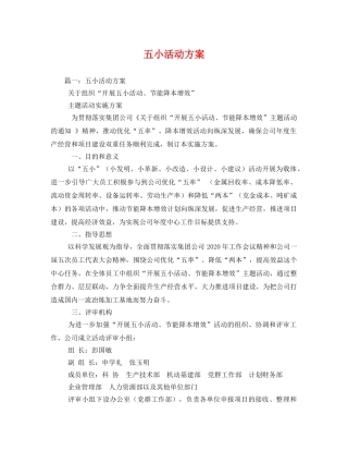 五小活动方案 
