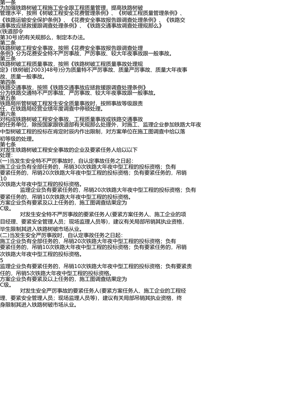 铁路建设工程安全质量事故与招投标挂钩办法(建建〔2007〕64号) _第2页