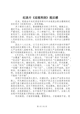 纪录片《巡视利剑》观后感