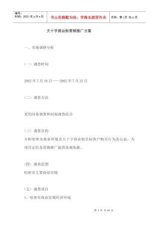 大十字商业街营销推广方案案例