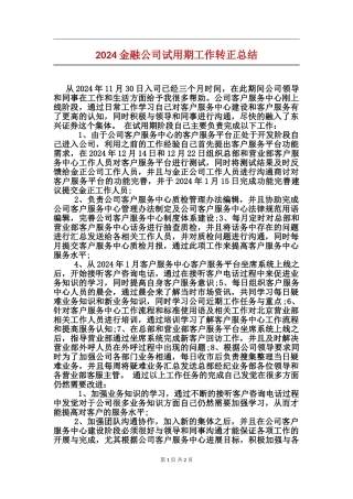 2017金融公司试用期工作转正总结