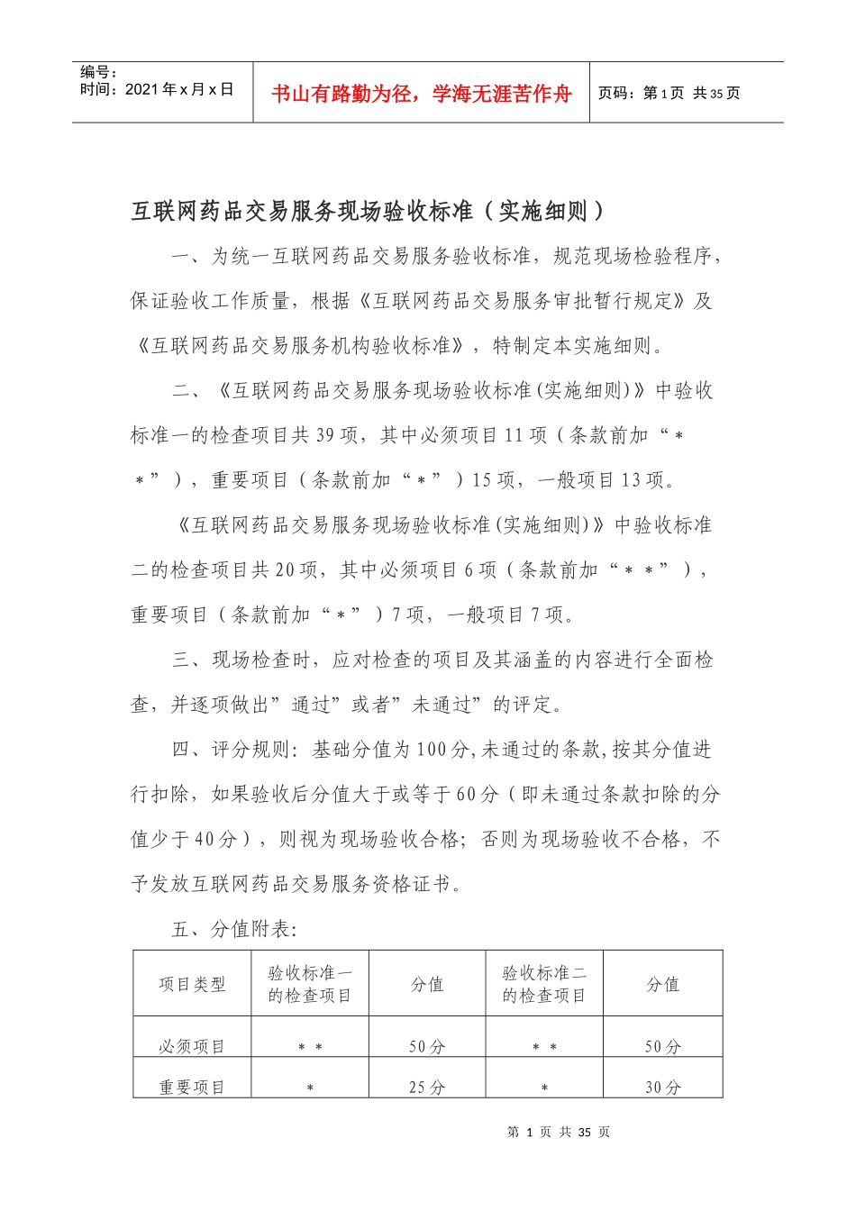互联网药品交易服务现场验收标准(实施细则)_第1页