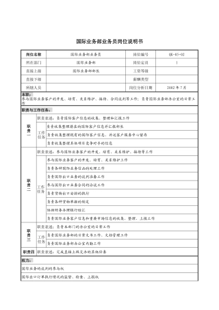 建材行业-国际业务部-业务员岗位说明书