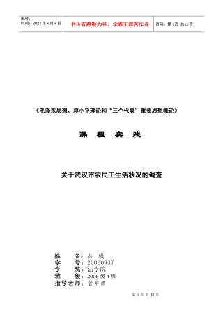 对武汉市农民工生活状况的调查