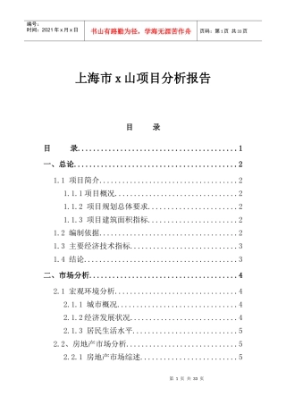 上海市某项目市场分析研究报告