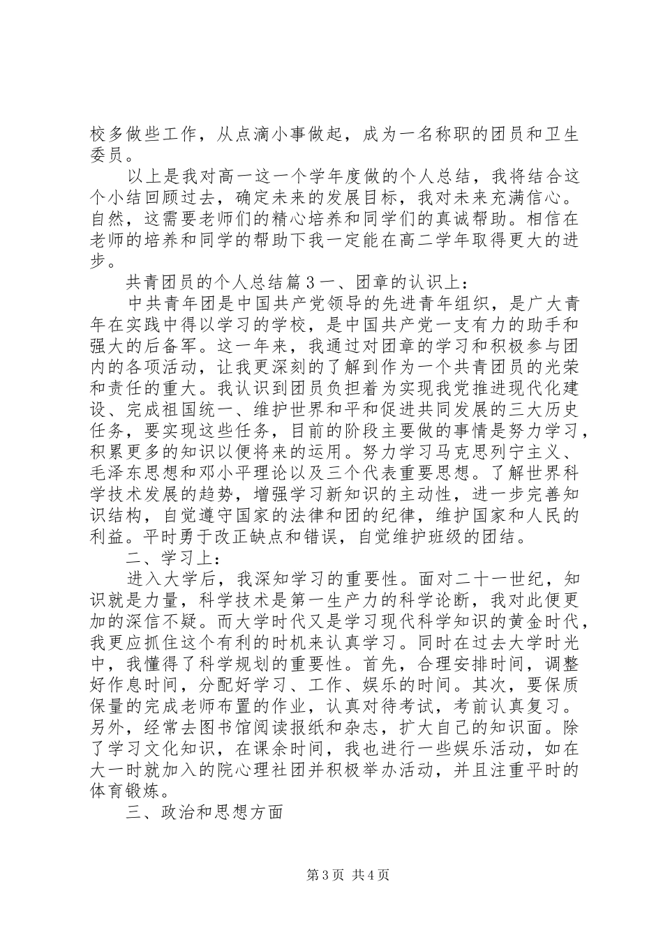 共青团员的个人总结_第3页
