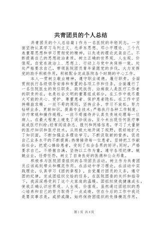 共青团员的个人总结