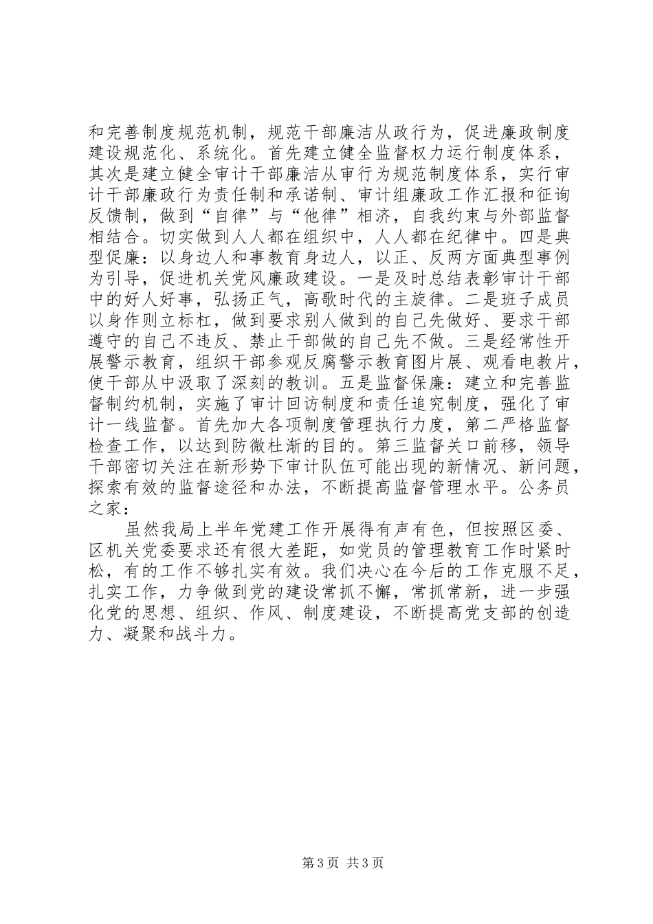 区审计局上半年党建工作总结_第3页