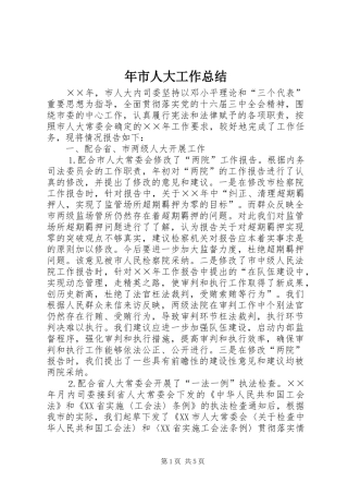 年市人大工作总结