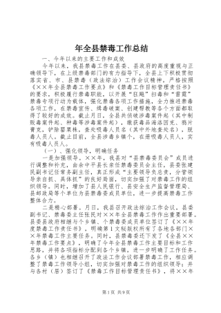 年全县禁毒工作总结
