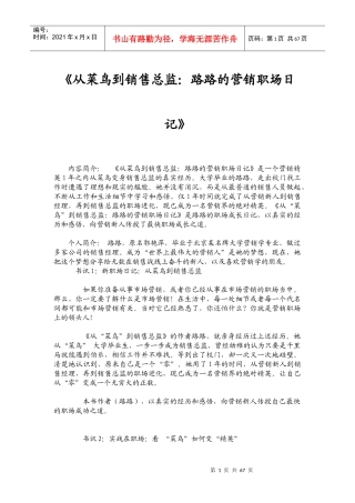 从菜鸟到销售总监：营销职场日记