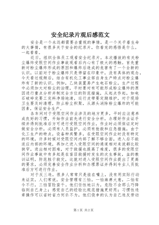 安全纪录片观后感范文