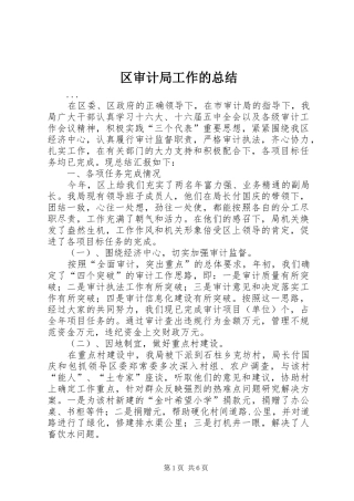 区审计局工作的总结
