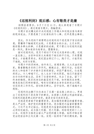 《巡视利剑》观后感：心有敬畏才是廉