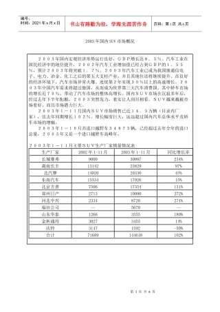 国内SUV市场概况