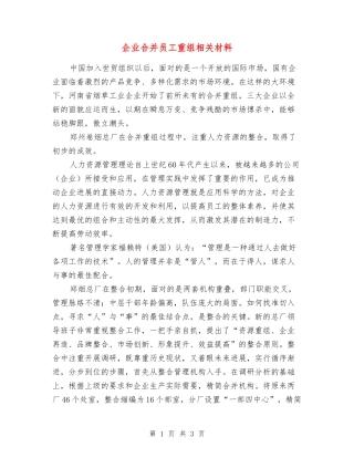 企业合并员工重组相关材料
