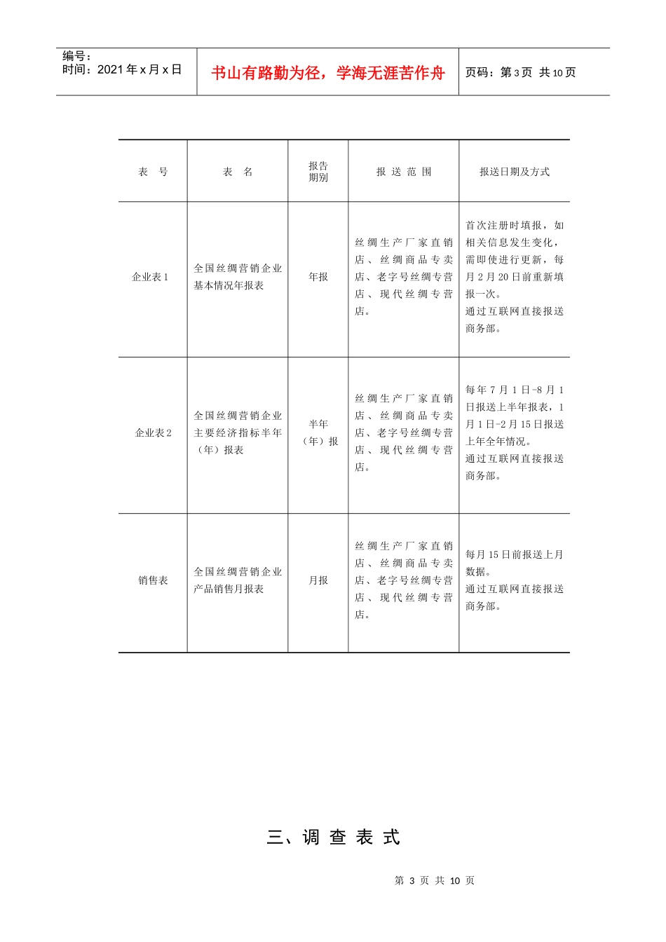 全国丝绸营销网络监测报表制度_第3页