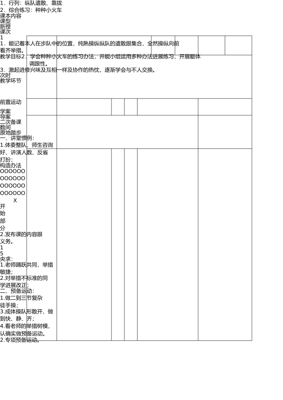 小学体育教案-队列队形 _第1页