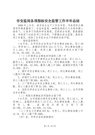 市安监局各项指标安全监管工作半年总结