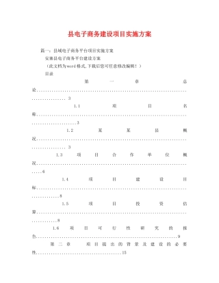 县电子商务建设项目实施方案 