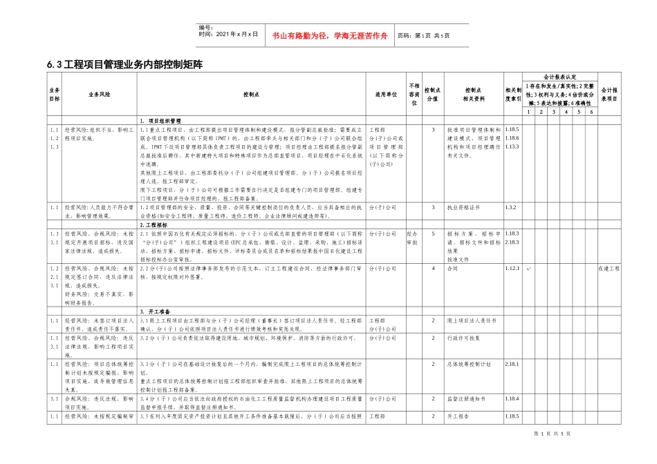 6.3工程项目管理业务控制矩阵_第1页