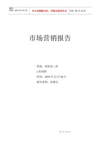 市场营销报告样本