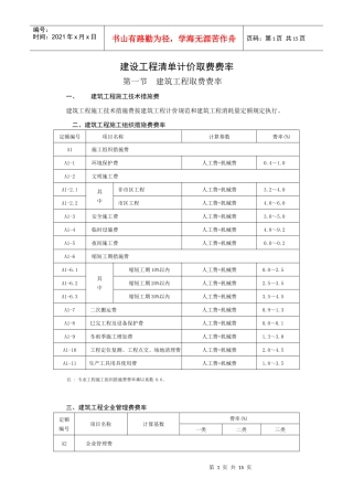 安徽省建设工程清单计价取费费率78133083