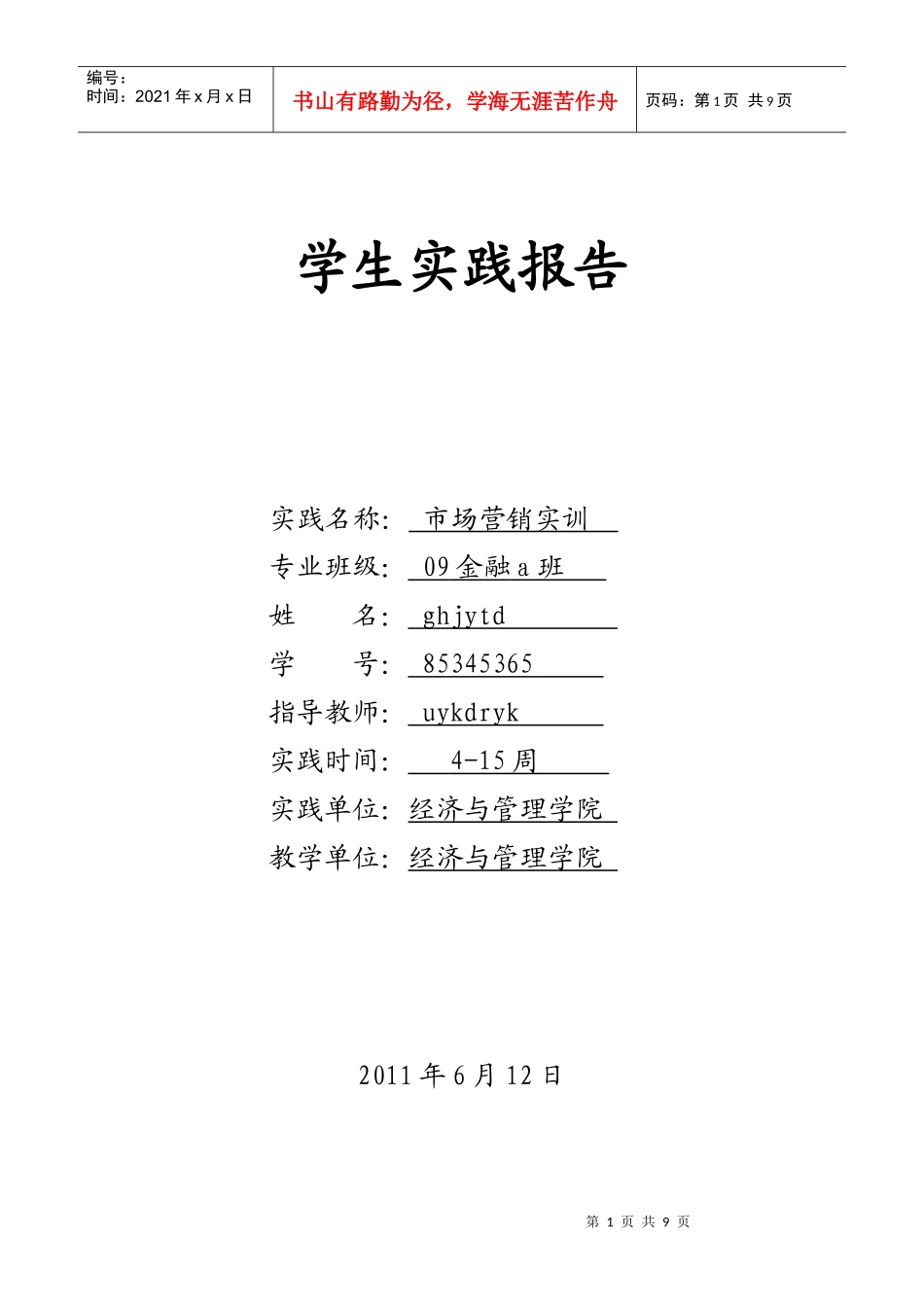 市场营销实践报告_第1页